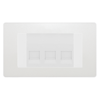 BG Evolve Pearlescent White 3 Gang Secondary Telephone Socket, Screw Terminal - White Insert