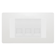 BG Evolve Pearlescent White 3 Gang Secondary Telephone Socket, Screw Terminal - White Insert by British General (BG-PCDCL3GEMBTSSW)