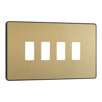 BG Evolve Satin Brass Custom Appliance Grid Switch 4 Gang Screwless