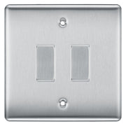 BG Nexus Brushed Steel 2 Gang Intermediate Light Switch Custom Grid Switch by British General (BG-NEXUS-BS-2G-CUSTOM-2xINT-SWITCH)