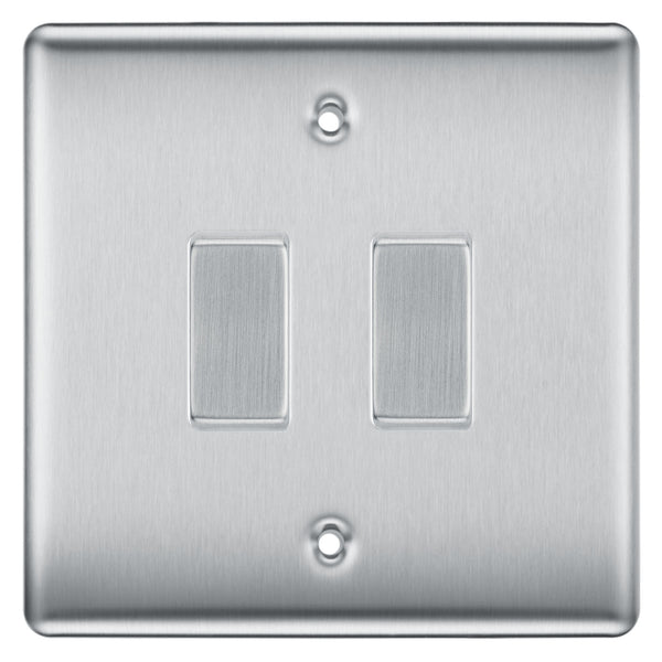 BG Brushed Steel 2 Gang Intermediate Light Switch 3 Way Custom Switch