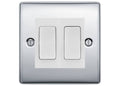 BG Nexus Polished Chrome 2 Gang Intermediate Light Switch Custom Grid – White Insert