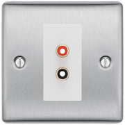 BG Nexus Brushed Steel Euro Module RCA X 2 Outlet NBSRCA2W by British General (BG-NBSRCA2W)