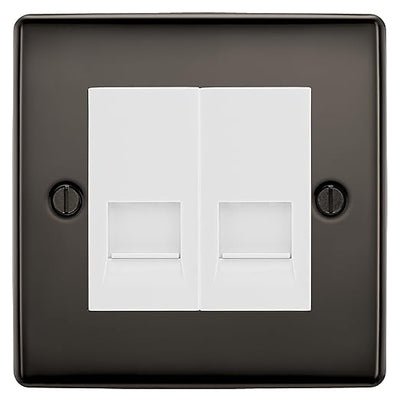 BG Nexus Black Nickel Double RJ11 Telephone Socket NBNRJ112 - White Insert by British General (BG-NBNRJ112W)