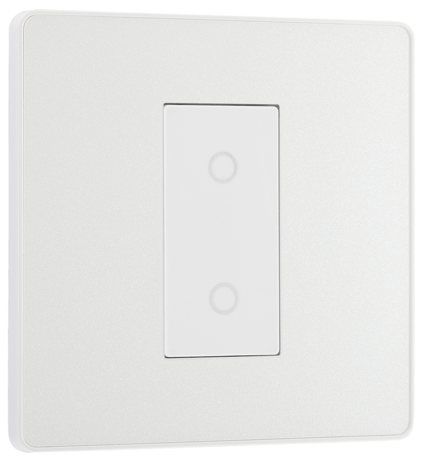 BG PCDCLTDM1W Pearlescent White Evolve 1 Gang 200W Trailing Edge Master Touch Dimmer - White Insert