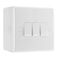 BG Nexus 3 Gang 20A 16AX Triple Wall Light Switch White & 50mm Pattress Back Box
