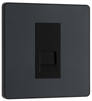 BG Evolve PCDMGBTS1B Matt Grey 1 Gang Secondary Telephone Outlet - Black Insert by British General (BG-PCDMGBTS1B-Shopify-SA_1)