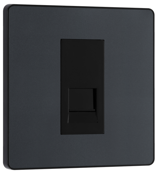  PCDMGBTS1B Front - This Evolve Matt Grey Secondary telephone socket from British General uses a screw terminal connection, and should be used for an additional telephone point which feeds from the master telephone socket.