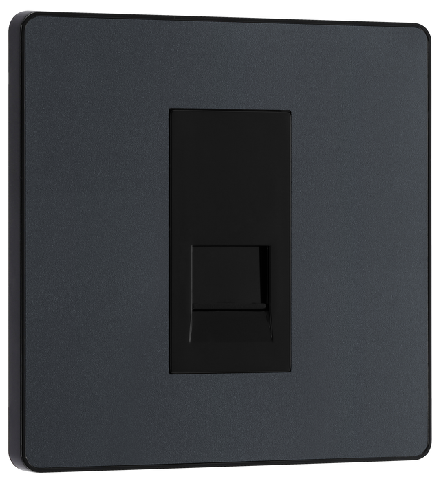  PCDMGBTS1B Front - This Evolve Matt Grey Secondary telephone socket from British General uses a screw terminal connection, and should be used for an additional telephone point which feeds from the master telephone socket.