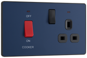 BG PCDDB70B Matt Blue Evolve 45A 2 Pole Cooker Control Unit 13A Switched Socket - Black Insert by British General (BG-PCDDB70B-Shopify-SA_1)