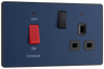 BG PCDDB70B Matt Blue Evolve 45A 2 Pole Cooker Control Unit 13A Switched Socket - Black Insert by British General (BG-PCDDB70B-Shopify-SA_1)