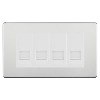 BG Screwless Polished Chrome 4 Gang RJ11 Telephone Socket Euro Module - White Insert by British General (BG-FPCRJ114W)