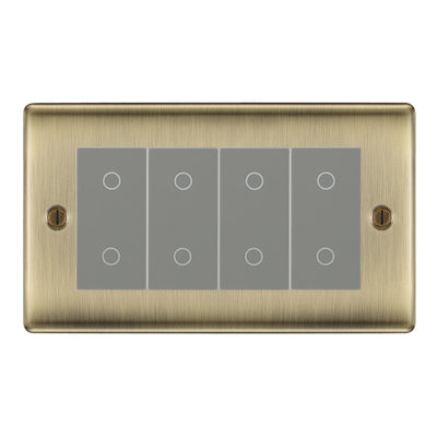 BG Nexus Antique Brass Quad Master Touch Dimmer Switch - Grey Insert by British General (BG-NABTDM4G)