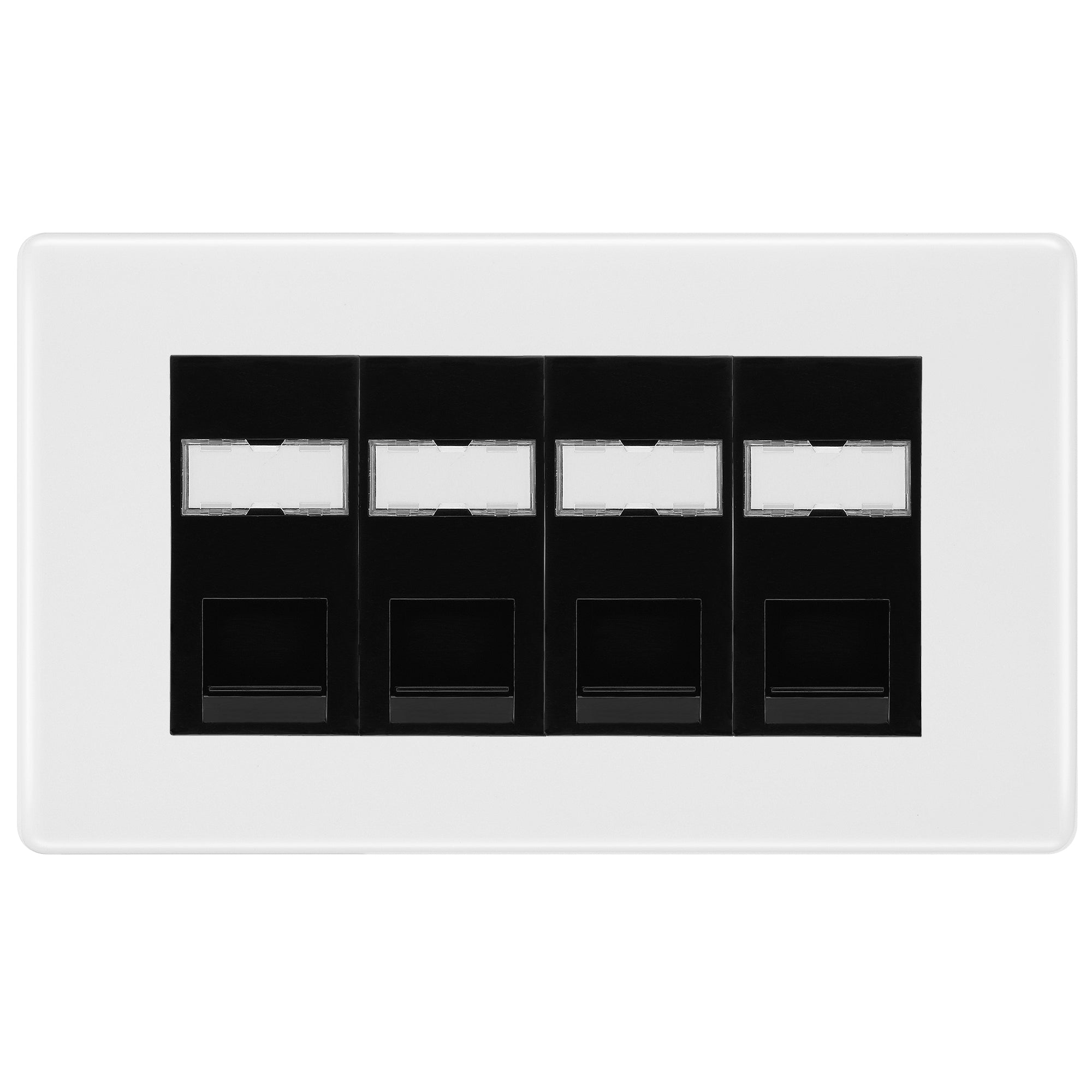 BG White Moulded 4 Gang RJ45 Cat5e Data Socket Black Inserts – Kent Traders