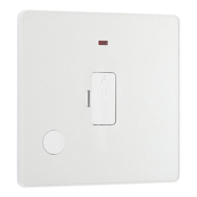 BG Evolve Pearlescent White 13A Flex Outlet Neon Unswitched Fused Connection Unit PCDCL54W with 35mm Steel Back Box