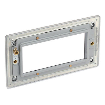 BG Screwless Brushed Steel 4G Faceplate with 45W USB A+C Charger Modules - White Insert