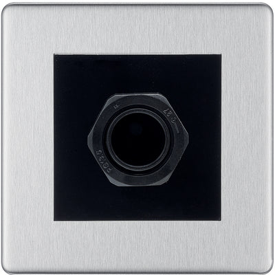 BG Screwless Brushed Steel 45A Flex Outlet Euro Module | Black Insert by British General (BG-FBSEMS2+EM45AFO)