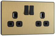 BG Evolve PCDSB22B Satin Brass 2 Gang 13A Switched Socket-Black Insert by British General (BG-PCDSB22B-Shopify-SA_1)