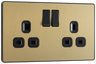 BG Evolve PCDSB22B Satin Brass 2 Gang 13A Switched Socket-Black Insert by British General (BG-PCDSB22B-Shopify-SA_1)