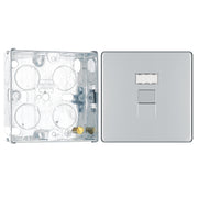 BG Screwless Polished Chrome RJ45 Single Data Outlet FPCRJ451 with 25mm Steel Back Box