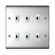 BG Nexus Metal Polished Chrome 6 Gang Flex Outlet Socket by British General (BG-NEXUS-PC-6G-FLEX-OUTLET-SOCKET)