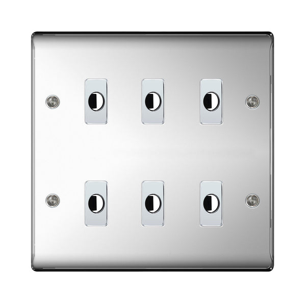 BG Nexus Metal Polished Chrome 6 Gang Flex Outlet Socket