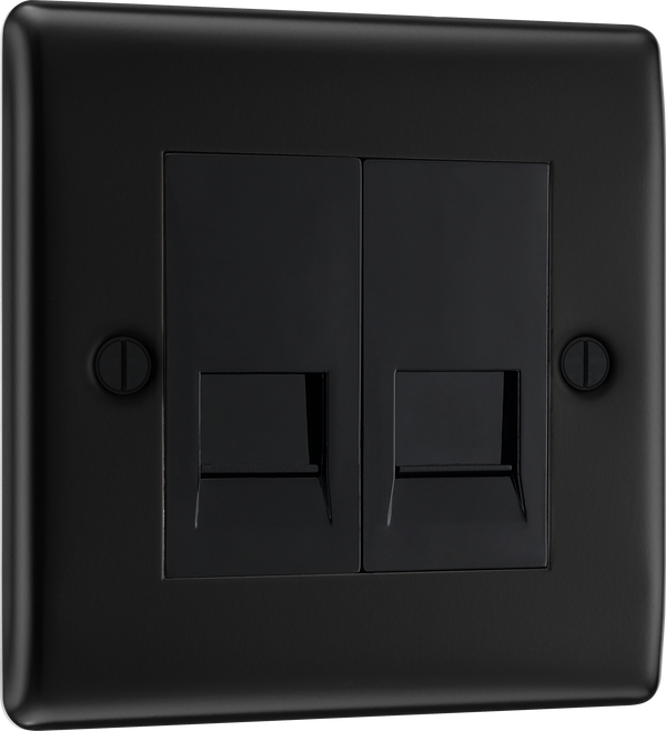 BG NFBBTM2 Nexus Metal Double Master Telephone Socket - Matt Black