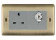 BG Nexus Antique Brass 13A Double Pole Key Controlled Socket – Grey Inserts by British General (BG-NABKYSWSG)