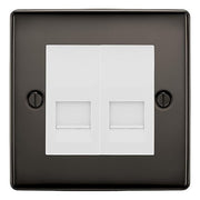 BG Nexus Black Nickel Double IDC Secondary Telephone Socket - White Insert by British General (BG-NBNBTS2W)