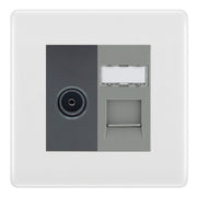 BG Nexus White Moulded TV Aerial & RJ45 CAT6 Data Socket - Grey Insert