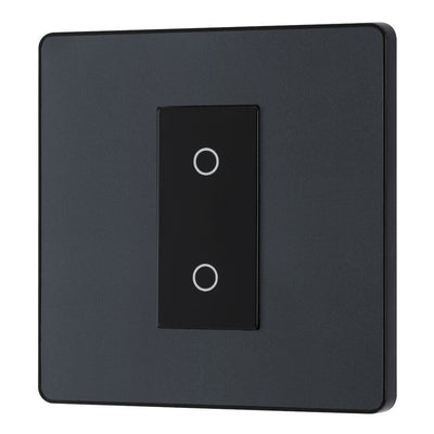 BG Evolve Matt Grey Single Secondary Touch Dimmer Switch PCDMGTDS1B with 35mm Steel Back Box