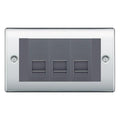 BG Nexus Polished Chrome 3 Gang IDC Secondary Telephone Socket - Grey Insert
