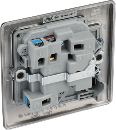 BG NBN52 Nexus Metal Black Nickel 13A Neon Switched Fused Spur Unit