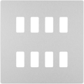 BG RPCDBS8W Evolve Grid Brushed Steel 8 Module Square Front Plate - White Trim
