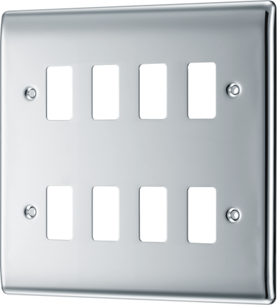 BG RNPC8 Nexus Grid Polished Chrome 8 Module Front Plate