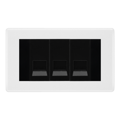 BG White Moulded 3 Gang Master Telephone Socket, Screw Terminal - Black Insert by British General (BG-NWMBTMS3B)