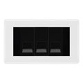 BG White Moulded 3 Gang Master Telephone Socket, Screw Terminal - Black Insert