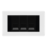 BG White Moulded 3 Gang Master Telephone Socket, Screw Terminal - Black Insert by British General (BG-NWMBTMS3B)