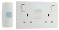 BG Electrical 822BELL Moulded White Round Edge 2 Gang 13A Door Chime Switched Socket