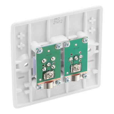 BG Electrical Double Satellite TV Socket Outlet White & 50mm Pattress Back Box