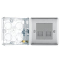 BG Nexus Brushed Steel Double Slave Telephone Socket NBSBTS2 with 25mm Steel Back Box