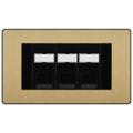 BG Evolve Satin Brass 3 Gang RJ45 Cat5e Data Socket Black Inserts