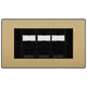 BG Evolve Satin Brass 3 Gang RJ45 Cat5e Data Socket Black Inserts