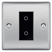 BG Nexus Brushed Steel Single Secondary Touch Dimmer Switch Black Insert NBSTDS1B by British General (BG-EMTDSB+NBSEMS1)