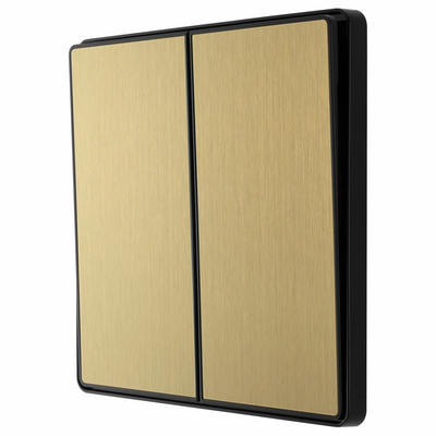 BG Evolve Satin Brass 2 Gang 2-Way 20A Edge to Edge Rocker Light Switch | PCDSB42EB by British General (BG-PCDSB42EB)