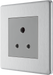 FBS29G Front - This 5A round pin socket from British General can be used to connect lamps to a lighting circuit. The brushed steel finish has an anti-fingerprint lacquer and slim clip-on/off front-plate to add a touch of luxury to your decor.