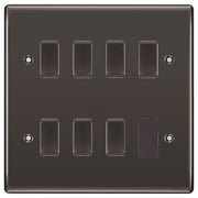 BG Black Nickel 7 Gang Intermediate Custom Grid Light Switch with Back Box Included by British General (BG-NEXUS-BN-7G-CUSTOM-7x-INT-SWITCH)