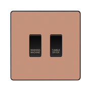 BG Evolve Polished Copper Custom Appliance Grid Switch 2 Gang Screwless by British General (BG-PC-2GANG-APPLIANCE)
