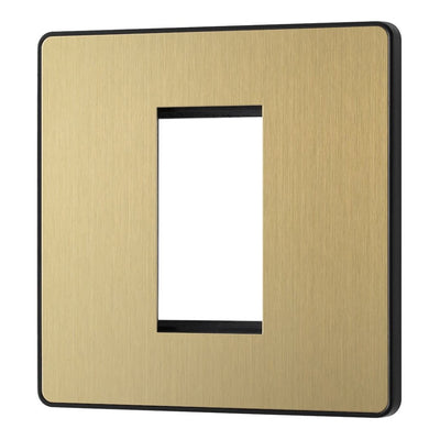 BG Evolve Satin Brass Single Secondary Telephone Socket, Screw Terminal - Black Insert