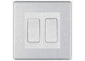 BG Brushed Steel 2 Gang Intermediate Light Switch Custom Grid – White Insert